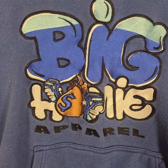 Blue hoodie with a "Big Homie Apparel" brand tag (K306) - Picture 2 of 9